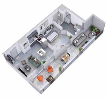 Plan appartement Résidence Primevère Carré Renaissance Montpellier