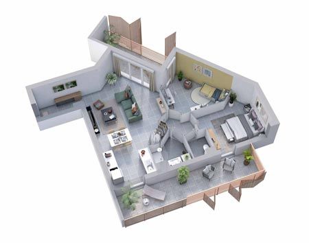 Plan appartement Résidence Camélia Carré Renaissance Montpellier